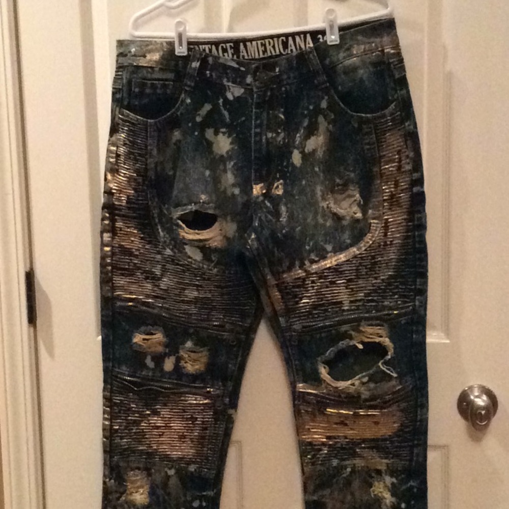 Vintage Americana Men’s gold and blue jeans